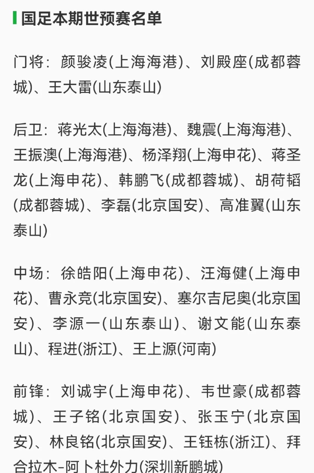 国足东亚杯名单：王钰栋刘诚宇在列蒯纪闻首次入选